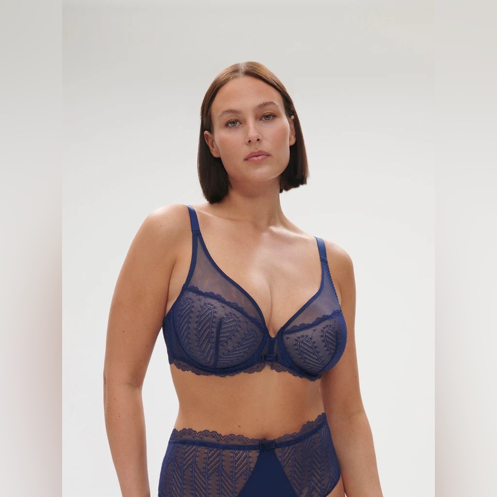 Simone Perele Deep Blue Lace Underwire Bra U4-23